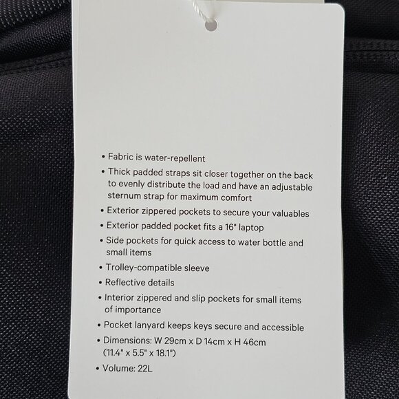 NWT LULULEMON Black Double Zip Tech Canvas Backpack OS - Picture 13 of 13